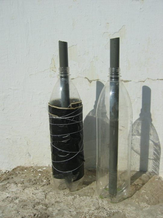 recycled plastic bottle solar water heater