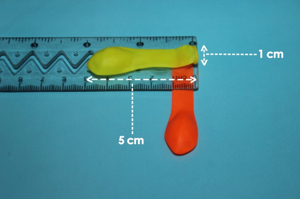 small balloon length 5 cm width is 1 cm