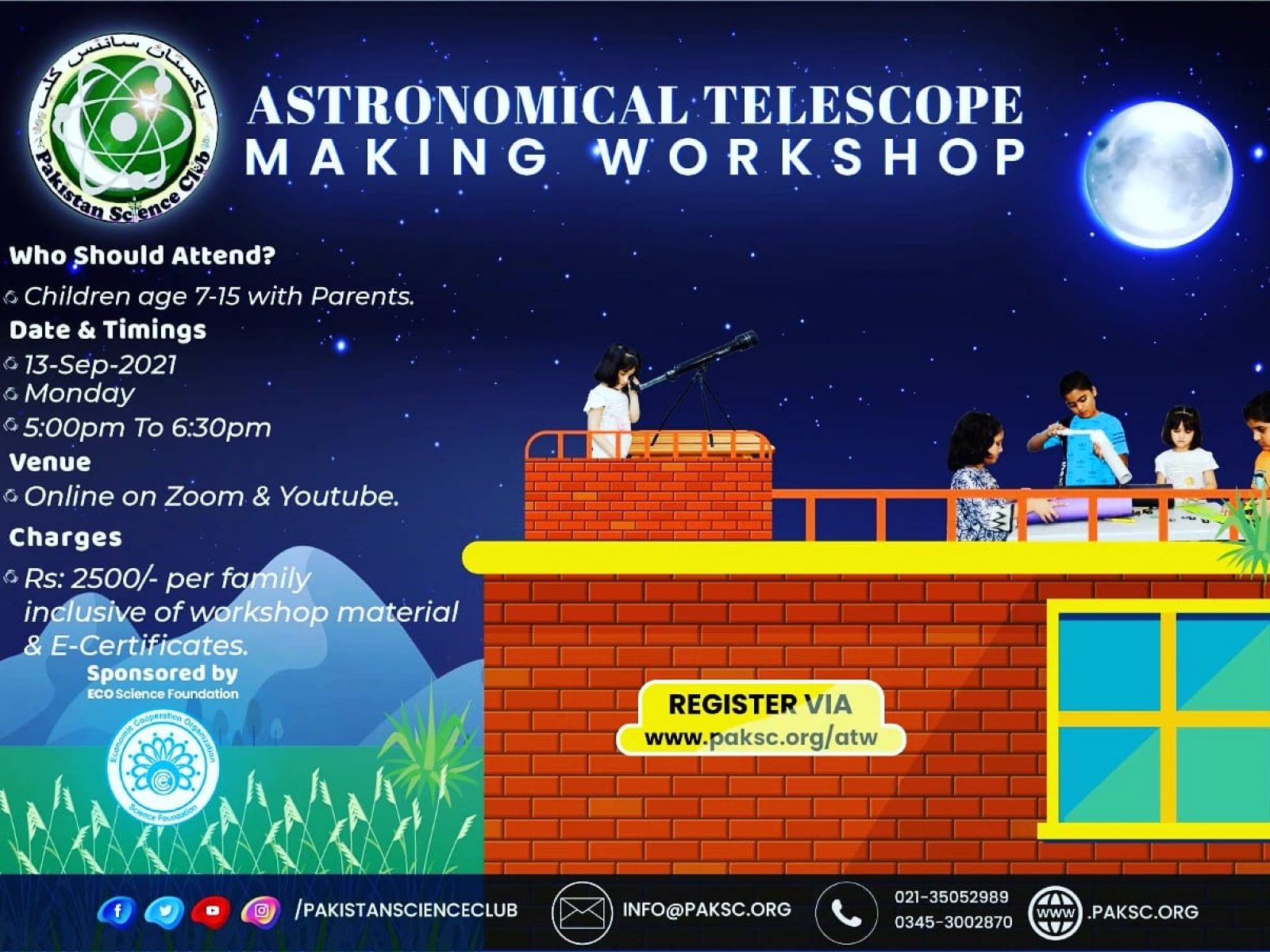 PSC & ECOSF Announced Online Astronomical Telescope Making Workshop