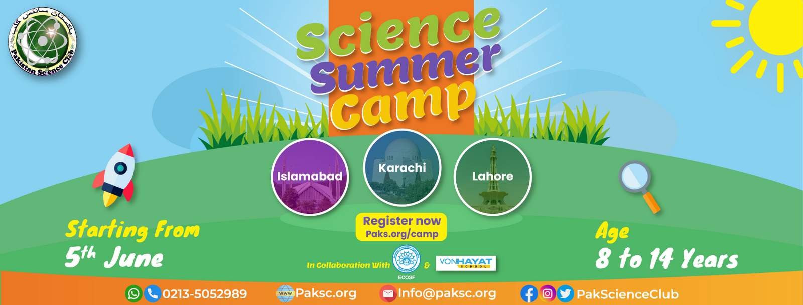 PSC will organize Summer Science Camps in Karachi, Lahore, & Islamabad