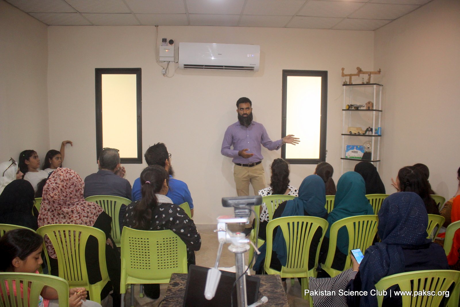 Scientist giving a talk