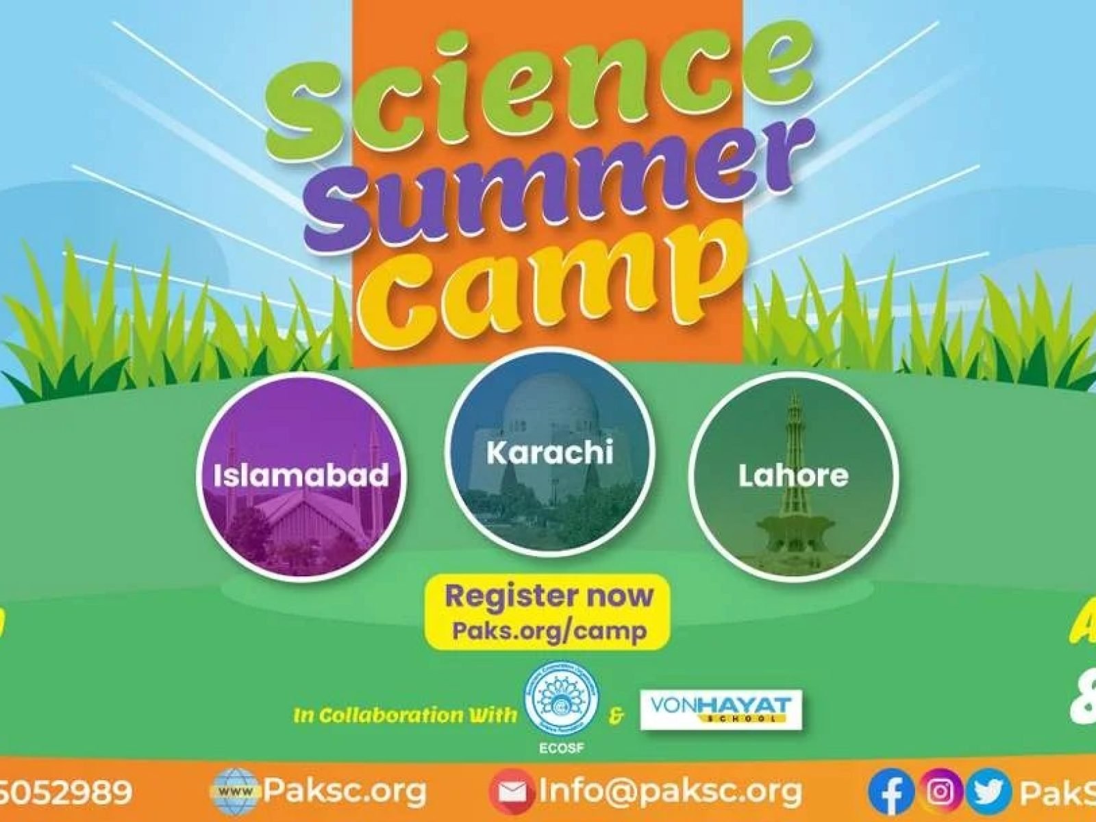 PSC will organize Summer Science Camps in Karachi, Lahore, & Islamabad