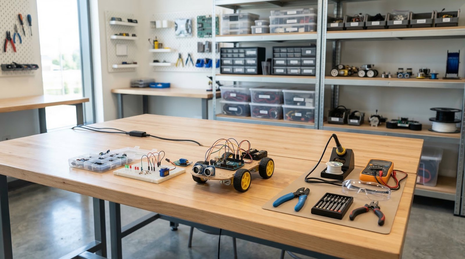 Students learning robotics course in Karachi at PSC Makerspace lab with mentors