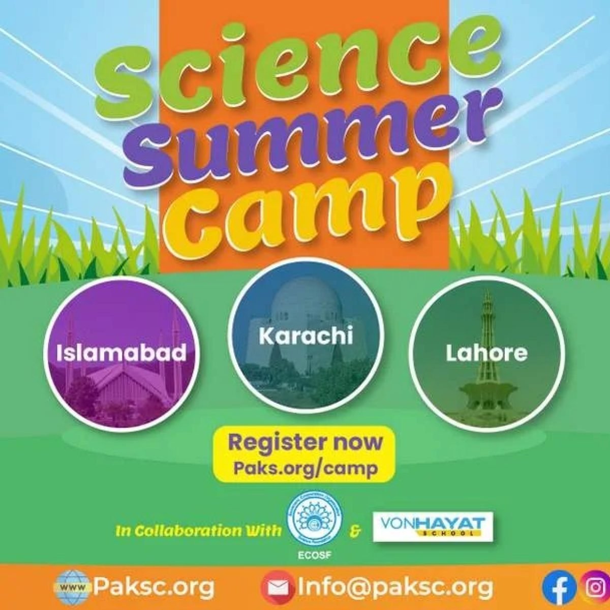 PSC will organize Summer Science Camps in Karachi, Lahore, & Islamabad