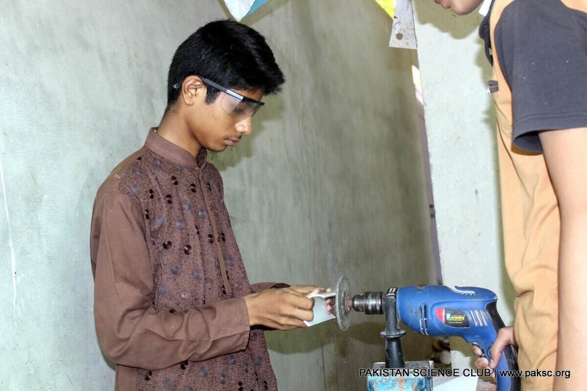 Working on project at Pakistan Science Club